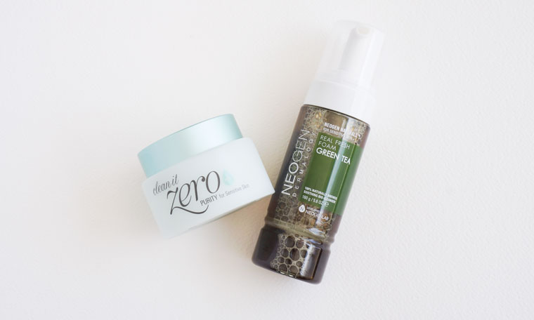 remove sunscreen, makeup, sebum, pollution with Banila Co Clean it Zero and Neogen Green Tea Cleansing Foam